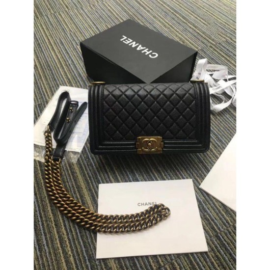 Replica Boy Flap Borse in vitello stampato A67086 Black Bronze Hardware