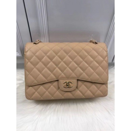Replica Classic Jumbo Maxi Flap Borse A58601 in pelle caviale Albicocca