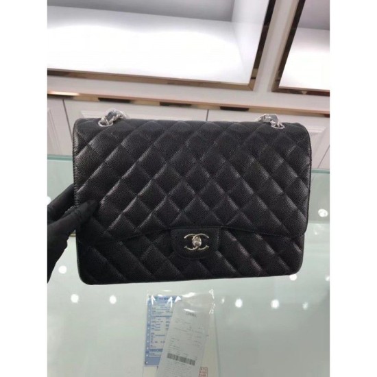 Replica Classic Jumbo Maxi Flap Borse A58601 Pelle di caviale nera