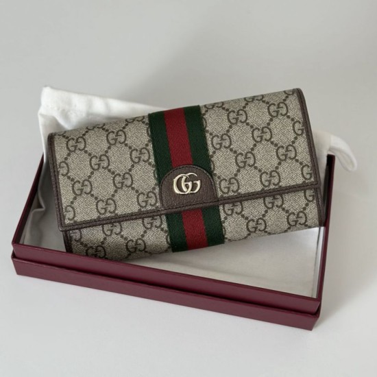 Replica Portafoglio continentale Gucci Ophidia 838485 marrone Imitazioni Outlet Premio