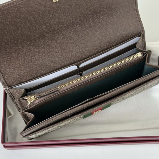 Replica Portafoglio continentale Gucci Ophidia 838485 marrone Imitazioni Outlet Premio