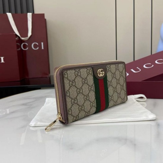 Replica Portafoglio Gucci Ophidia con cerniera 838484 marrone Imitazioni Outlet Premio