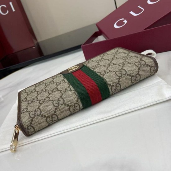 Replica Portafoglio Gucci Ophidia con cerniera 838484 marrone Imitazioni Outlet Premio