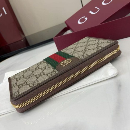 Replica Portafoglio Gucci Ophidia con cerniera 838484 marrone Imitazioni Outlet Premio