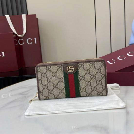 Replica Portafoglio Gucci Ophidia con cerniera 838484 marrone Imitazioni Outlet Premio