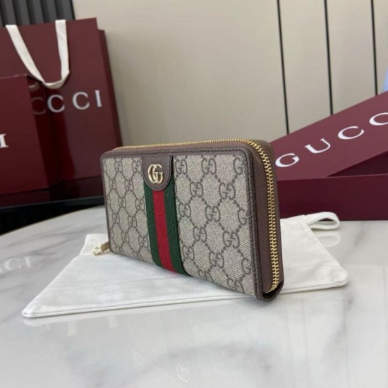 Replica Portafoglio Gucci Ophidia con cerniera 838484 marrone Imitazioni Outlet Premio