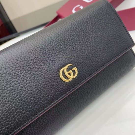 Replica Portafoglio Gucci GG Marmont bicolore con cerniera 456117 nero Imitazioni Outlet Premio