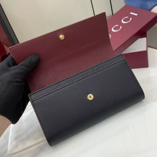Replica Portafoglio Gucci GG Marmont bicolore con cerniera 456117 nero Imitazioni Outlet Premio
