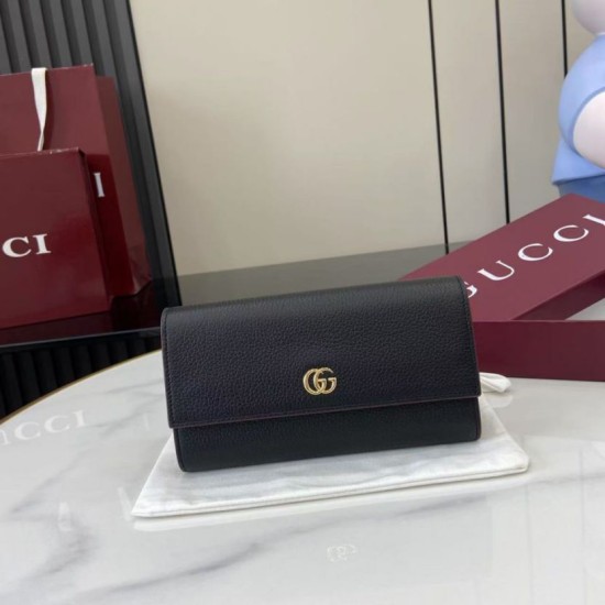 Replica Portafoglio Gucci GG Marmont bicolore con cerniera 456117 nero Imitazioni Outlet Premio