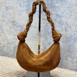 Replica Borsa hobo YSL Saint Laurent Amalia pelle scamosciata caramello Imitazioni Outlet Premio