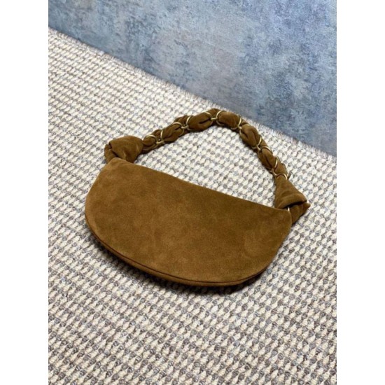 Replica Borsa hobo YSL Saint Laurent Amalia pelle scamosciata caramello Imitazioni Outlet Premio