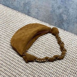 Replica Borsa hobo YSL Saint Laurent Amalia pelle scamosciata caramello Imitazioni Outlet Premio