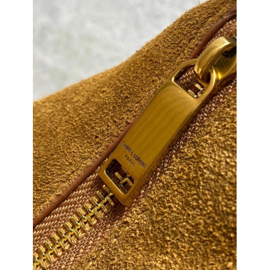 Replica Borsa hobo YSL Saint Laurent Amalia pelle scamosciata caramello Imitazioni Outlet Premio