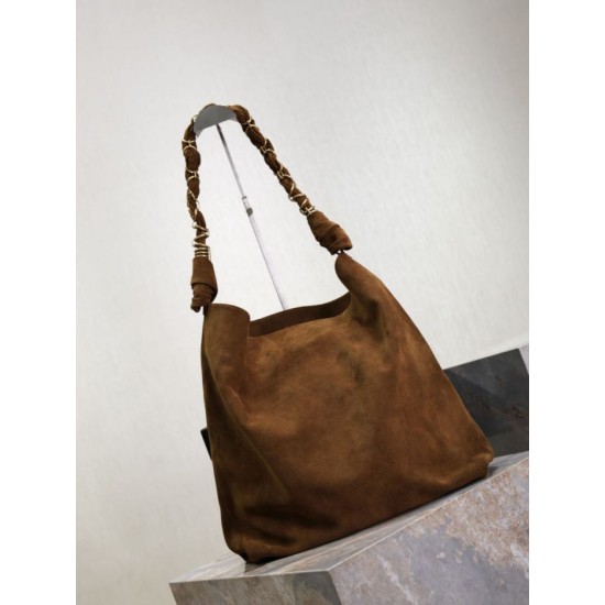 Replica Borsa a tracolla Amalia YSL Saint Laurent scamosciata decorata marrone Imitazioni Outlet Premio