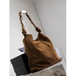 Replica Borsa a tracolla Amalia YSL Saint Laurent scamosciata decorata marrone Imitazioni Outlet Premio