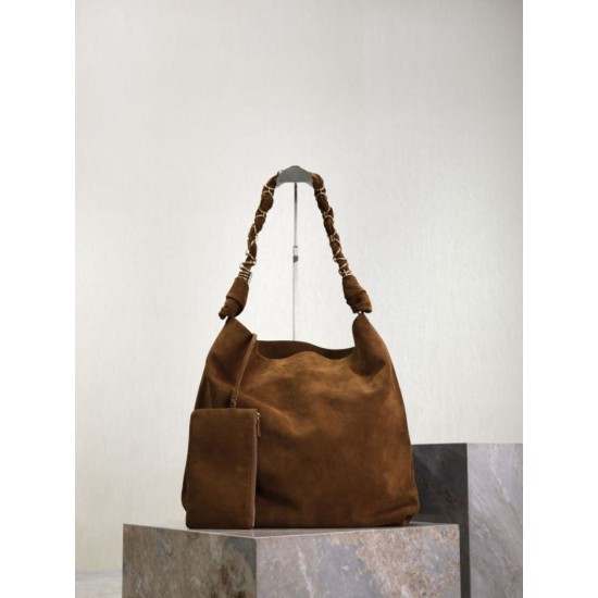 Replica Borsa a tracolla Amalia YSL Saint Laurent scamosciata decorata marrone Imitazioni Outlet Premio