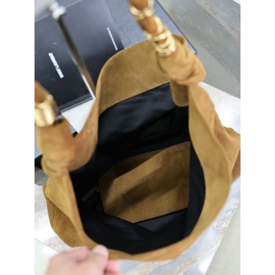 Replica Borsa a tracolla Amalia YSL Saint Laurent scamosciata decorata marrone Imitazioni Outlet Premio