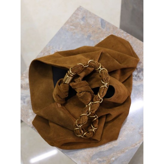 Replica Borsa a tracolla Amalia YSL Saint Laurent scamosciata decorata marrone Imitazioni Outlet Premio