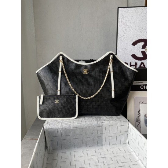 Replica Borse Chanel Maxi Shopping Tote Piccola/Grande AS5463 Rafia/Vitello Nero/Bianco Imitazioni Outlet Premio