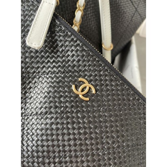 Replica Borse Chanel Maxi Shopping Tote Piccola/Grande AS5463 Rafia/Vitello Nero/Bianco Imitazioni Outlet Premio
