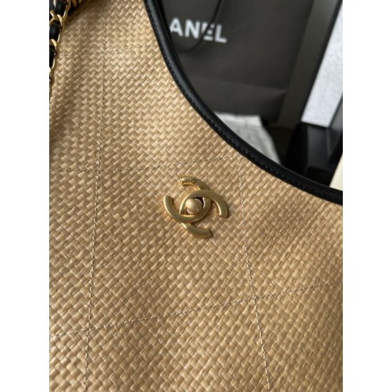 Replica Borse Chanel Maxi Shopping Tote Piccola/Grande AS5463 Rafia/Vitello Marrone/Nero Imitazioni Outlet Premio