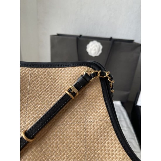 Replica Borse Chanel Maxi Shopping Tote Piccola/Grande AS5463 Rafia/Vitello Marrone/Nero Imitazioni Outlet Premio