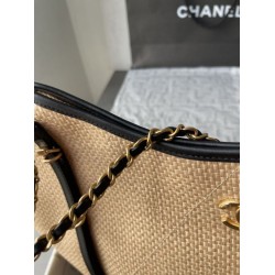 Replica Borse Chanel Maxi Shopping Tote Piccola/Grande AS5463 Rafia/Vitello Marrone/Nero Imitazioni Outlet Premio