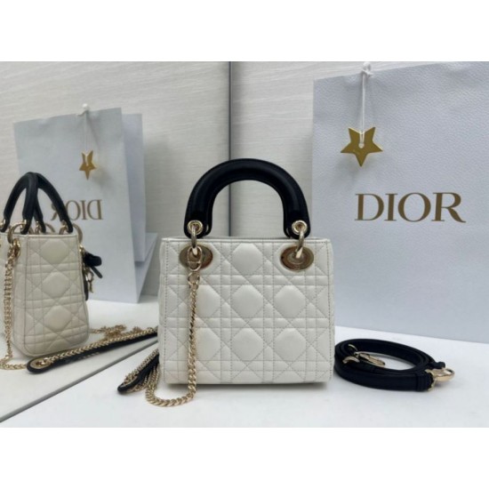Replica Borse Dior Mini Lady Dior agnello cannage Arco beige/nero Imitazioni Outlet Premio