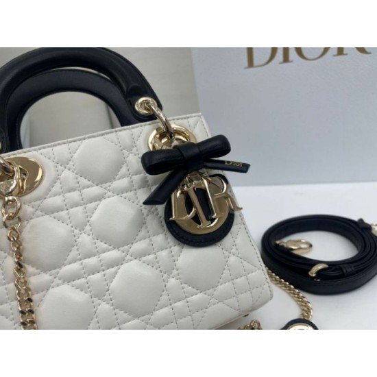 Replica Borse Dior Mini Lady Dior agnello cannage Arco beige/nero Imitazioni Outlet Premio