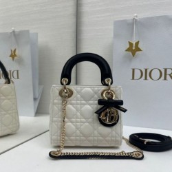 Replica Borse Dior Mini Lady Dior agnello cannage Arco beige/nero Imitazioni Outlet Premio