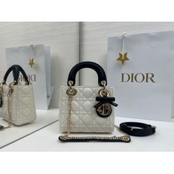 Replica Borse Dior Mini Lady Dior agnello cannage Arco beige/nero Imitazioni Outlet Premio