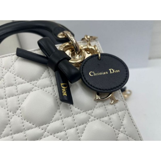 Replica Borse Dior Mini Lady Dior agnello cannage Arco beige/nero Imitazioni Outlet Premio