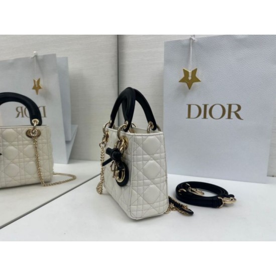 Replica Borse Dior Mini Lady Dior agnello cannage Arco beige/nero Imitazioni Outlet Premio