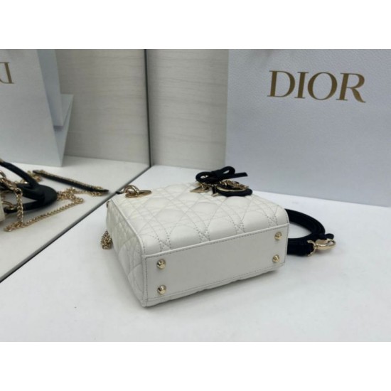 Replica Borse Dior Mini Lady Dior agnello cannage Arco beige/nero Imitazioni Outlet Premio