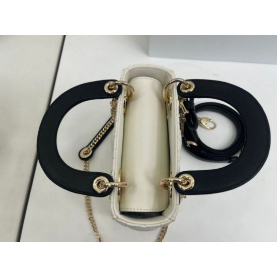 Replica Borse Dior Mini Lady Dior agnello cannage Arco beige/nero Imitazioni Outlet Premio