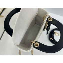Replica Borse Dior Mini Lady Dior agnello cannage Arco beige/nero Imitazioni Outlet Premio