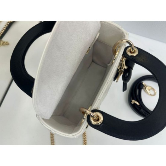 Replica Borse Dior Mini Lady Dior agnello cannage Arco beige/nero Imitazioni Outlet Premio