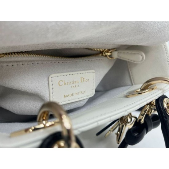 Replica Borse Dior Mini Lady Dior agnello cannage Arco beige/nero Imitazioni Outlet Premio