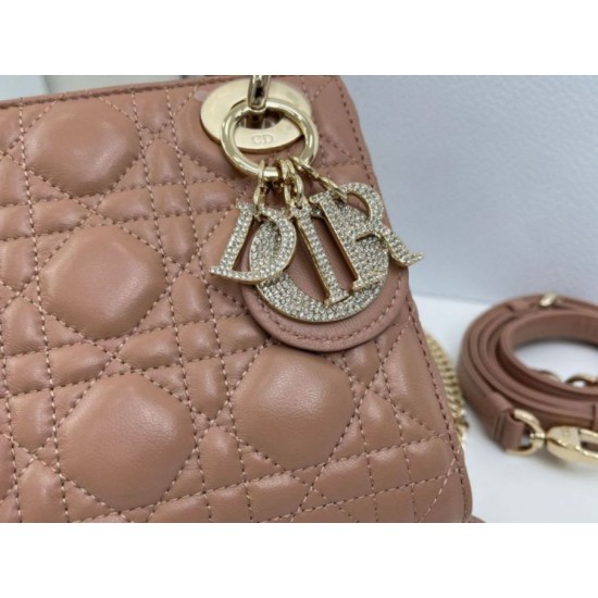 Replica Borse Dior Mini Lady Dior Arco con ciondoli D.I.O.R  Rosa cipria Imitazioni Outlet Premio
