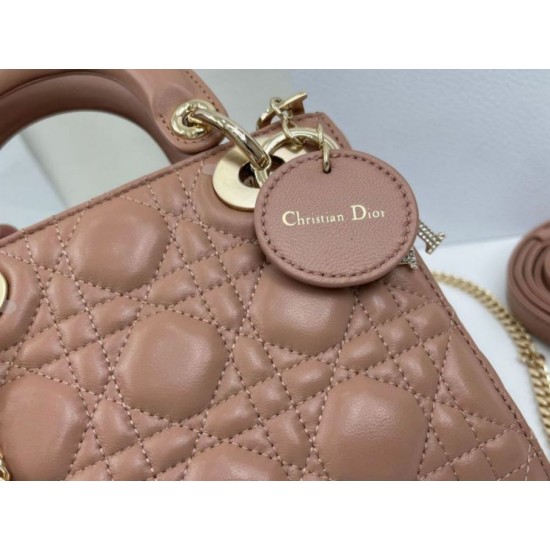 Replica Borse Dior Mini Lady Dior Arco con ciondoli D.I.O.R  Rosa cipria Imitazioni Outlet Premio