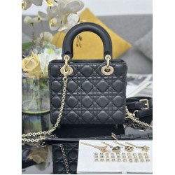 Replica Borsa Dior piccola Lady Dior My ABCDior con ciondolo D.I.O.R agnello cannage Nero Imitazioni Outlet Premio