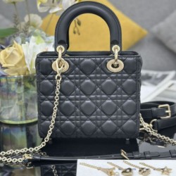 Replica Borsa Dior piccola Lady Dior My ABCDior con ciondolo D.I.O.R agnello cannage Nero Imitazioni Outlet Premio