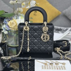 Replica Borsa Dior piccola Lady Dior My ABCDior con ciondolo D.I.O.R agnello cannage Nero Imitazioni Outlet Premio