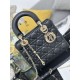 Replica Borsa Dior piccola Lady Dior My ABCDior con ciondolo D.I.O.R agnello cannage Nero Imitazioni Outlet Premio