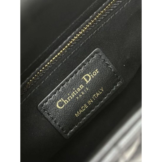 Replica Borsa Dior piccola Lady Dior My ABCDior con ciondolo D.I.O.R agnello cannage Nero Imitazioni Outlet Premio