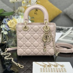 Replica Borsa Dior piccola Lady Dior My ABCDior con ciondolo D.I.O.R agnello cannage Rosa Imitazioni Outlet Premio