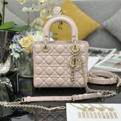 Replica Borsa Dior piccola Lady Dior My ABCDior con ciondolo D.I.O.R agnello cannage Rosa Imitazioni Outlet Premio