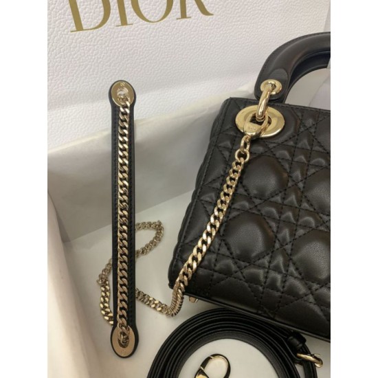 Replica Borsa Mini Lady Dior con cuciture cannage nero Imitazioni Outlet Premio