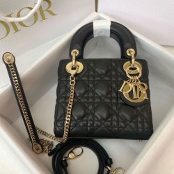 Replica Borsa Mini Lady Dior con cuciture cannage nero Imitazioni Outlet Premio