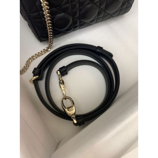 Replica Borsa Mini Lady Dior con cuciture cannage nero Imitazioni Outlet Premio